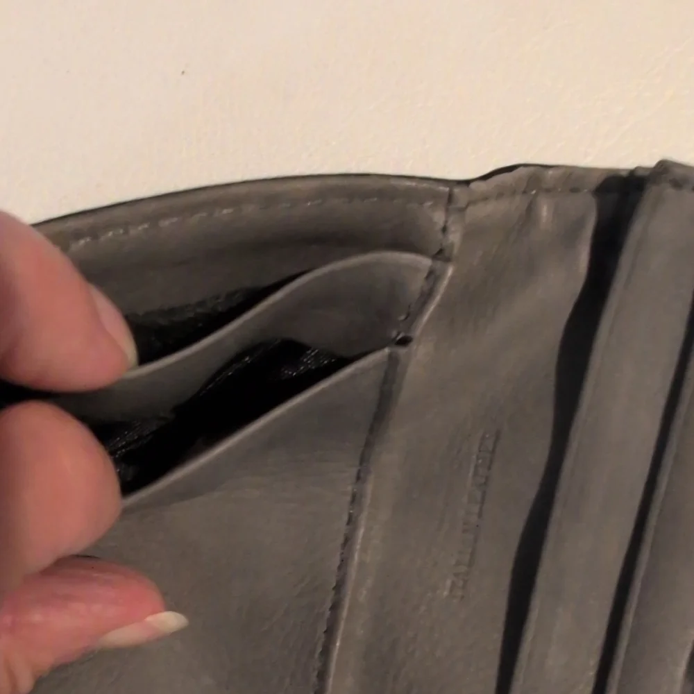 Black & Gray Italian Leather Card Holder